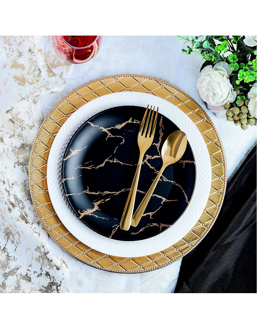 Diamond Gold Charger Plates 13” Elegant Chargers Set of 6 Hand Finished Finish May Vary Gold Chargers for Dinner Plates & Soup Bowls Perfect for Weddings Parties Anniversary Holidays