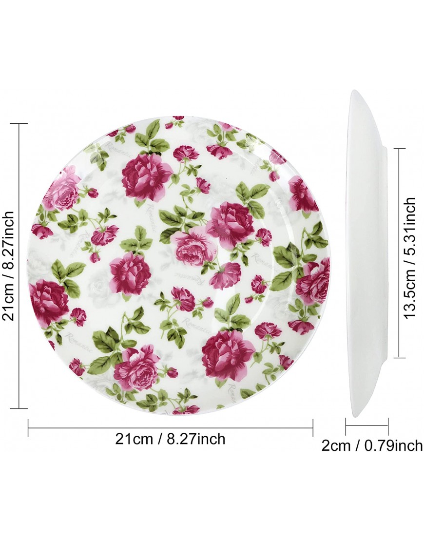 Dinner Plates Set of 8,Dessert Plates 8.3 Inch Diameter Porcelain Bone China Salad Plates,Floral Plates,Pizza Pasta Serving Plates with 8 Forks- Apply to Microwave Oven and Dishwasher