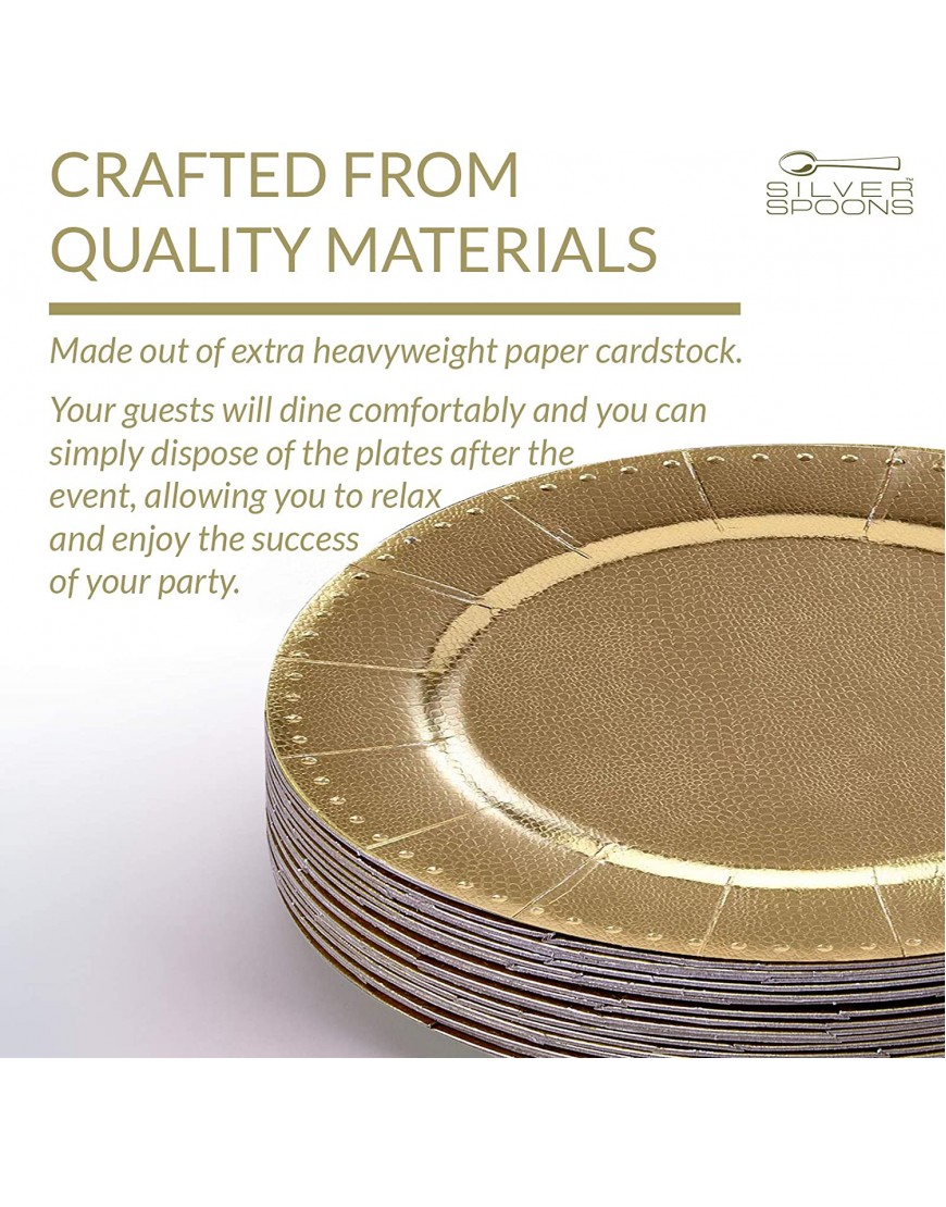 DISPOSABLE ROUND CHARGER PLATES 40pc Gold Beaded