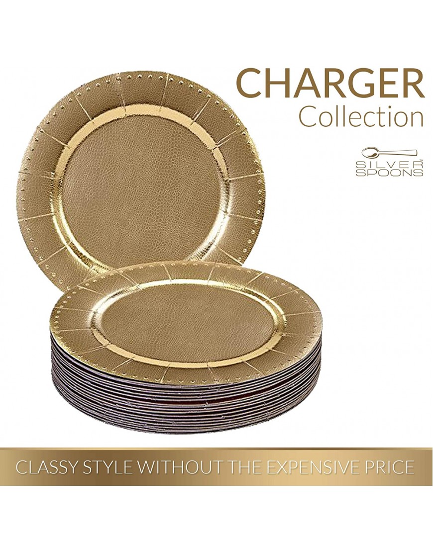 DISPOSABLE ROUND CHARGER PLATES 40pc Gold Beaded