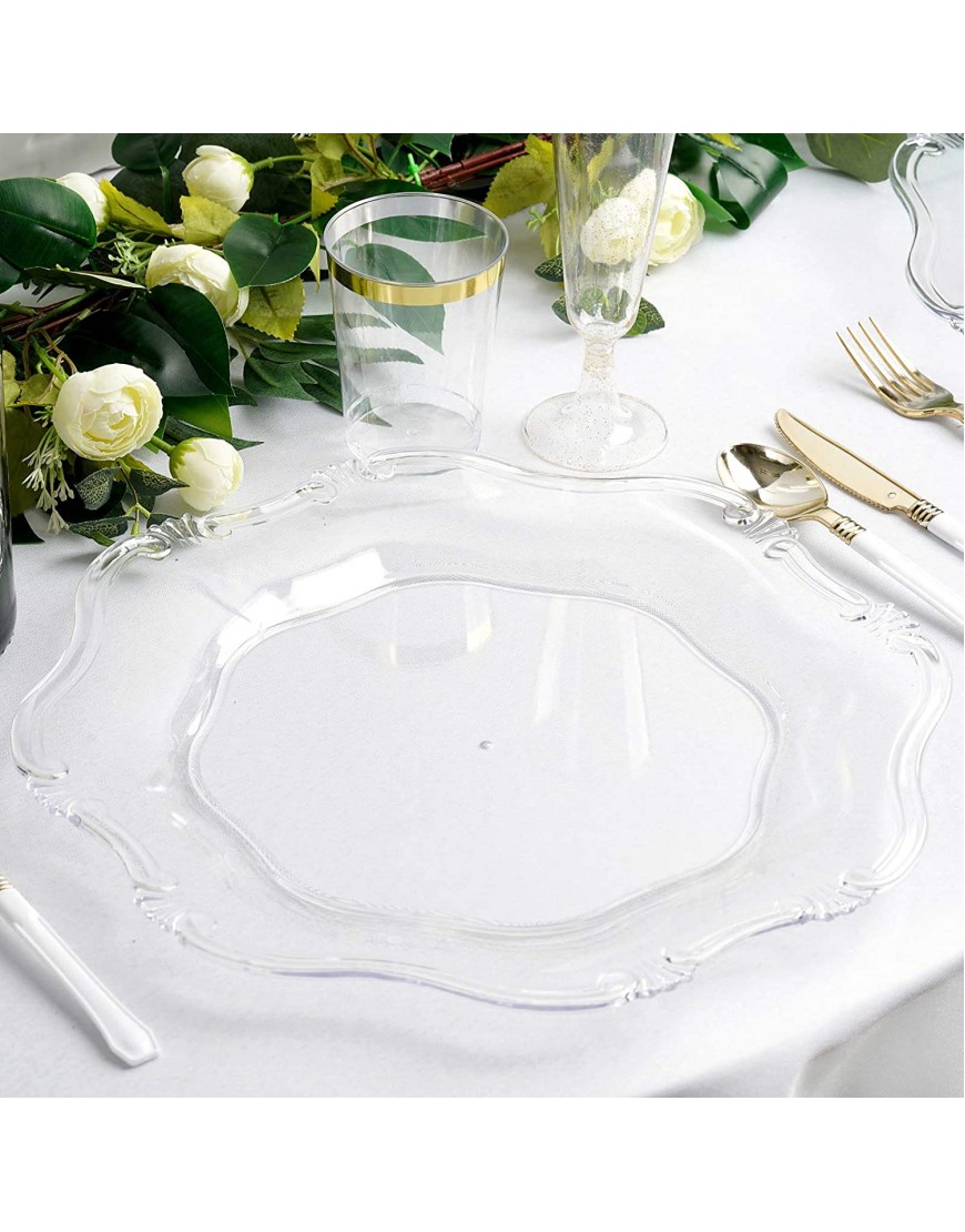 Efavormart 6 Pack 13" Clear Acrylic Round Baroque Charger Plates Dinner Charger Plates For Weddings Events