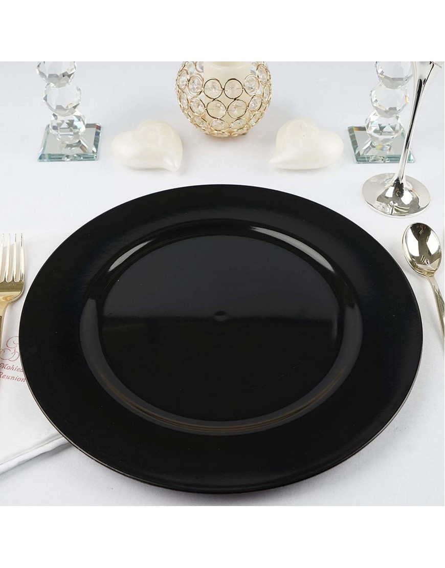 Efavormart 6 pcs 13" Black Round Charger Plates for Tabletop Decor Holiday Wedding Catering Event Decoration