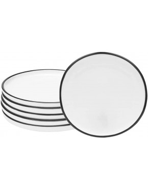 Eglaf 6'' Ceramic Dessert Plates Black Edge Porcelain Tea Party Serving Plates Small Appetizer Plates for Cake Ice cream Pie Snacks Set of 6