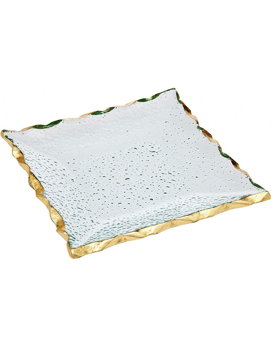Harper Dessert Plates by Godinger Clear Crystal Trimmed in Gold Set of Four