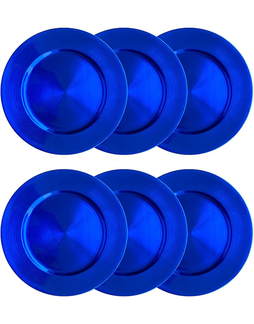 Henilosson Metallic Foil Blue Charger Plates-13 inch-6 pack round Dinner Chargers -Plate Chargers for Dinner Plates Wedding Décor Place-mats 6 blue