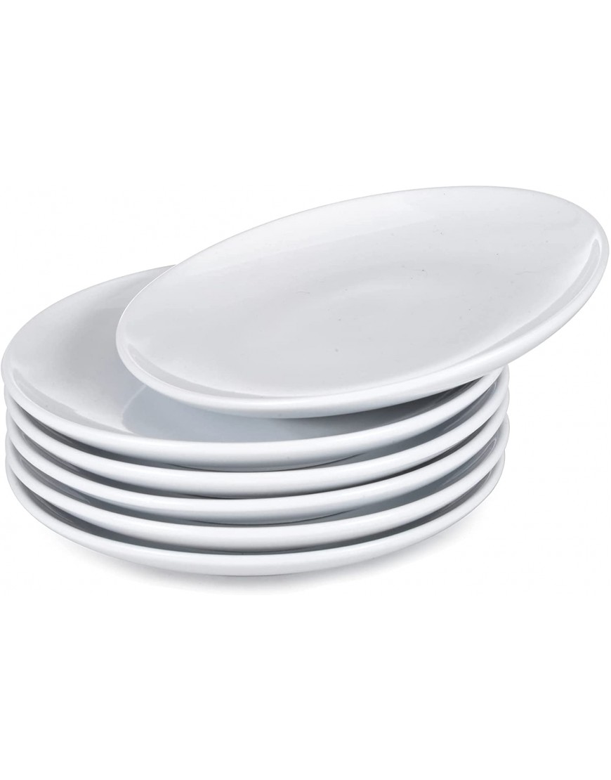 iboodi Cream White Porcelain Dessert Plates for Restaurant and Kitchen Set of 6 6.5 Inch