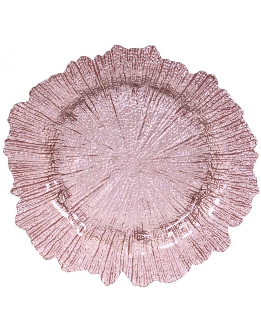 Koyal Wholesale Bulk Flora Glass Charger Plates Set of 4 Starburst Charger Plates Reef Charger Plates Blush Pink
