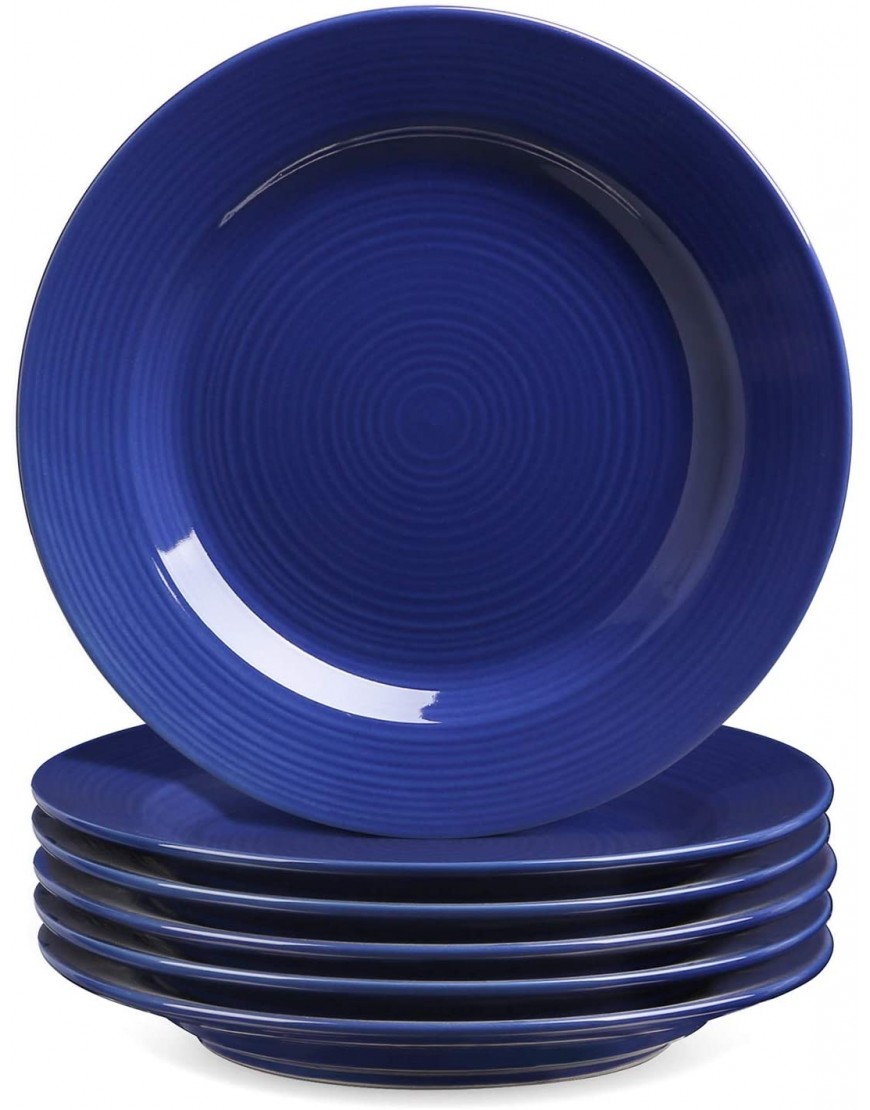 LE TAUCI Salad Plates Sets Ceramic Plates for Dessert Appetizers Snacks Pasta Set of 6，8 Inch，TRUE BLUE