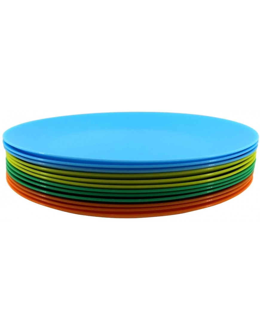 Plastic Dinner Plates Reusable BPA Free Dishwasher Safe Microwaveable for Any Occasion BBQ Travel and Events Multicolor set of 12