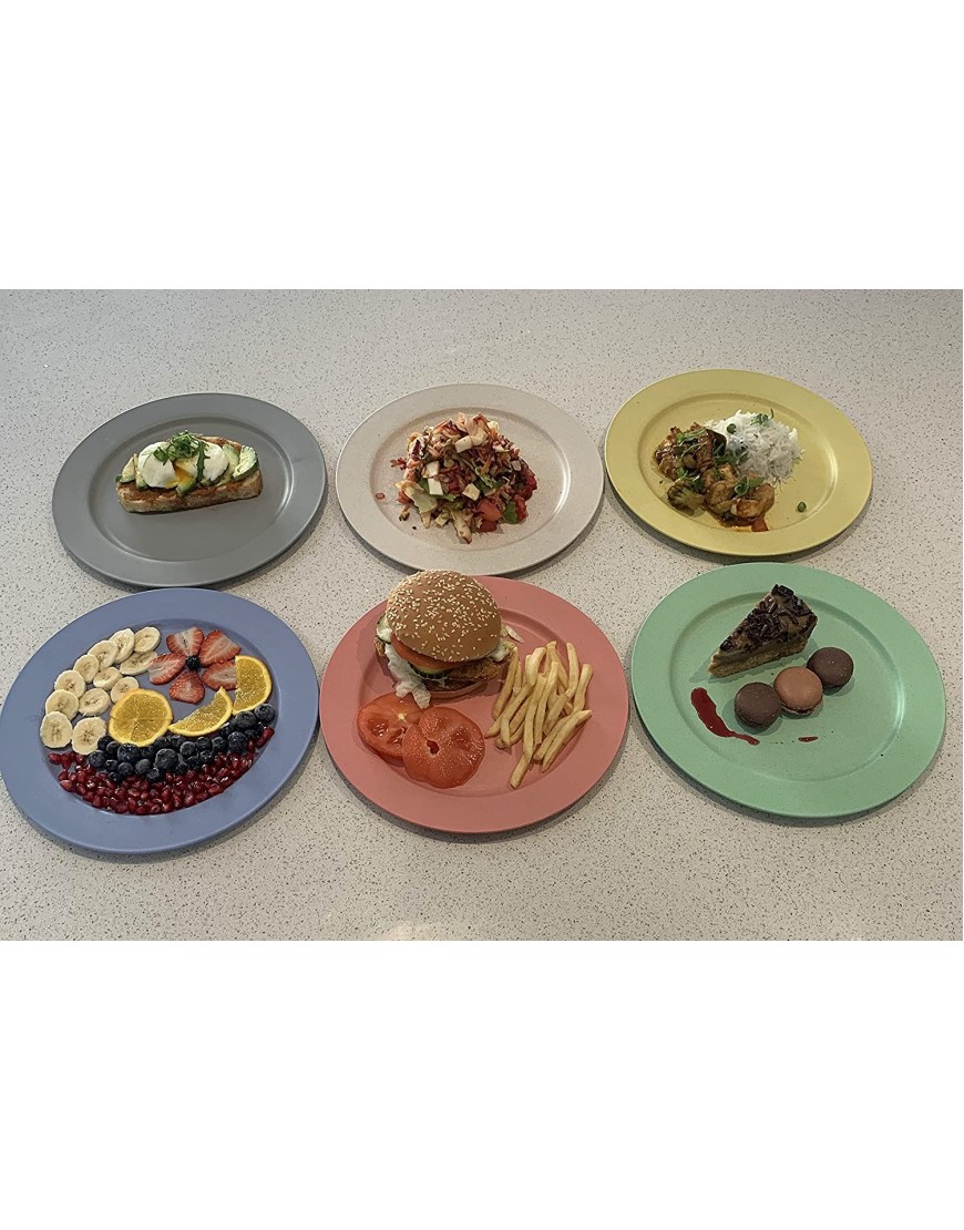 Plastic plates microwave safe and dishwasher safe. Unbreakable reusable 10 dinner plates. BPA free and eco friendly wheat straw plates and dinnerware sets for 6. For adults and family-grey