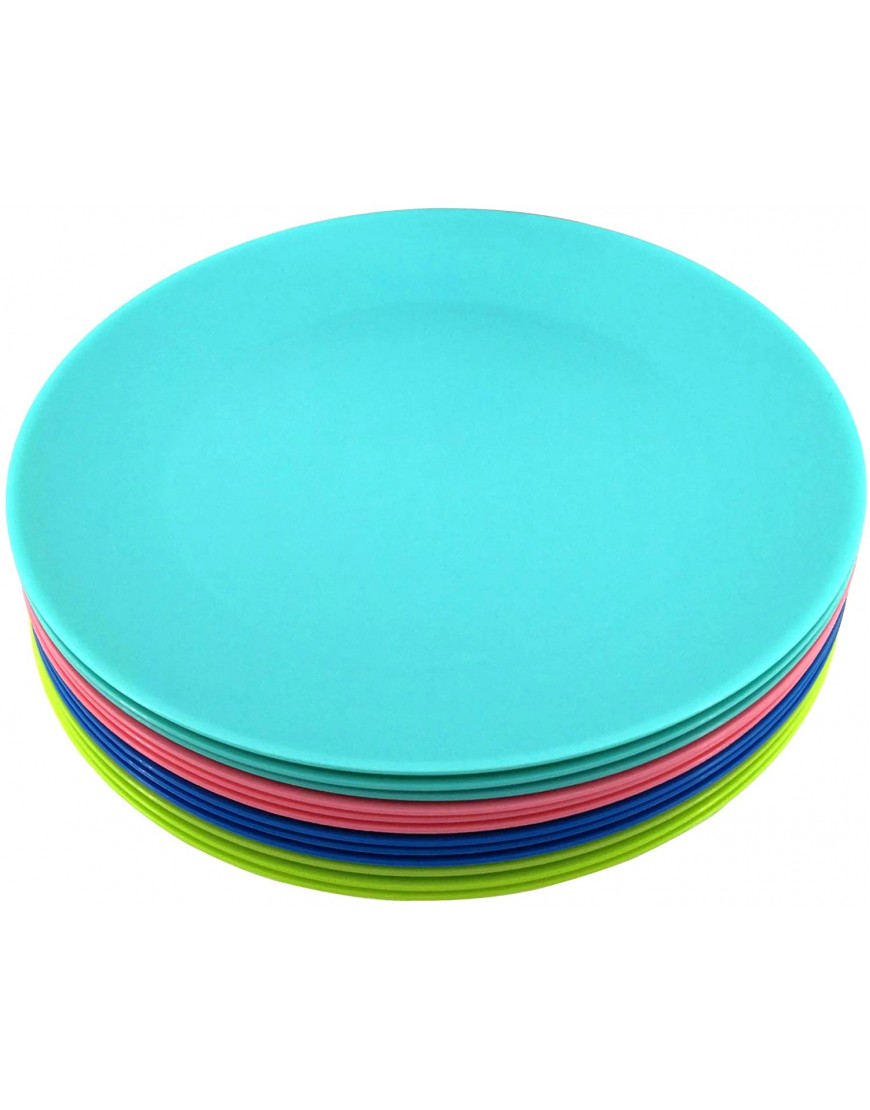Plastic Plates Reusable BPA-free Dishwasher and Microwave Safe Colorful Set of 12 for Parties Wedding Indoor or Outdoor Use