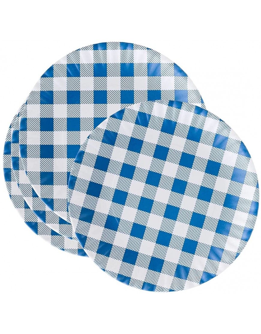 Reusable Blue & White Gingham Checkered Picnic Dinner Plate 9 Inch Melamine Set of 5
