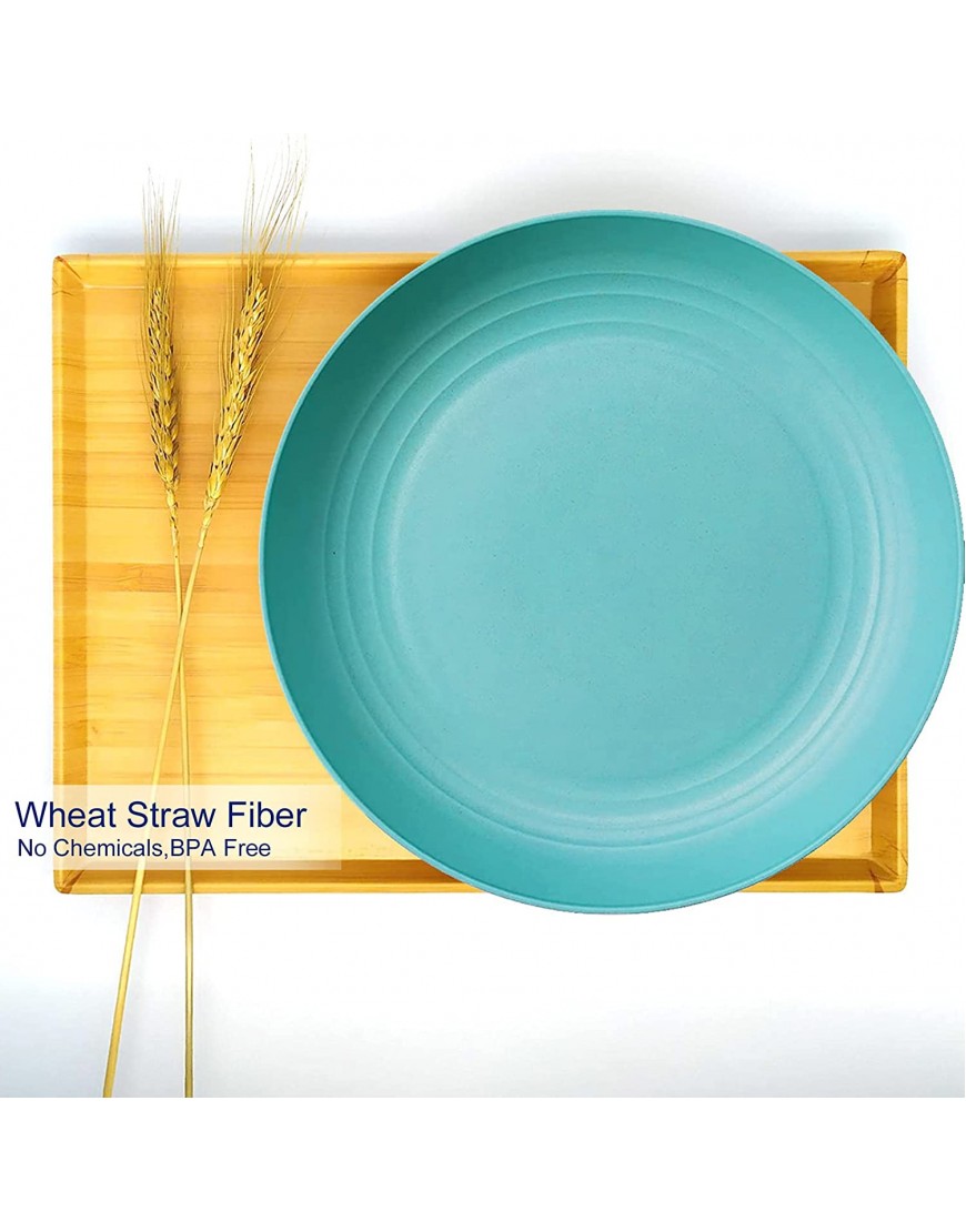 [Set of 8] Wheat Straw Fiber Plates 9 Inch Lightweight and Unbreakable Dinner Dishes Plates Set Non-Toxin BPA Free Salad Pasta Plates Dishwasher & Microwave Safe for Kitchen School Camping