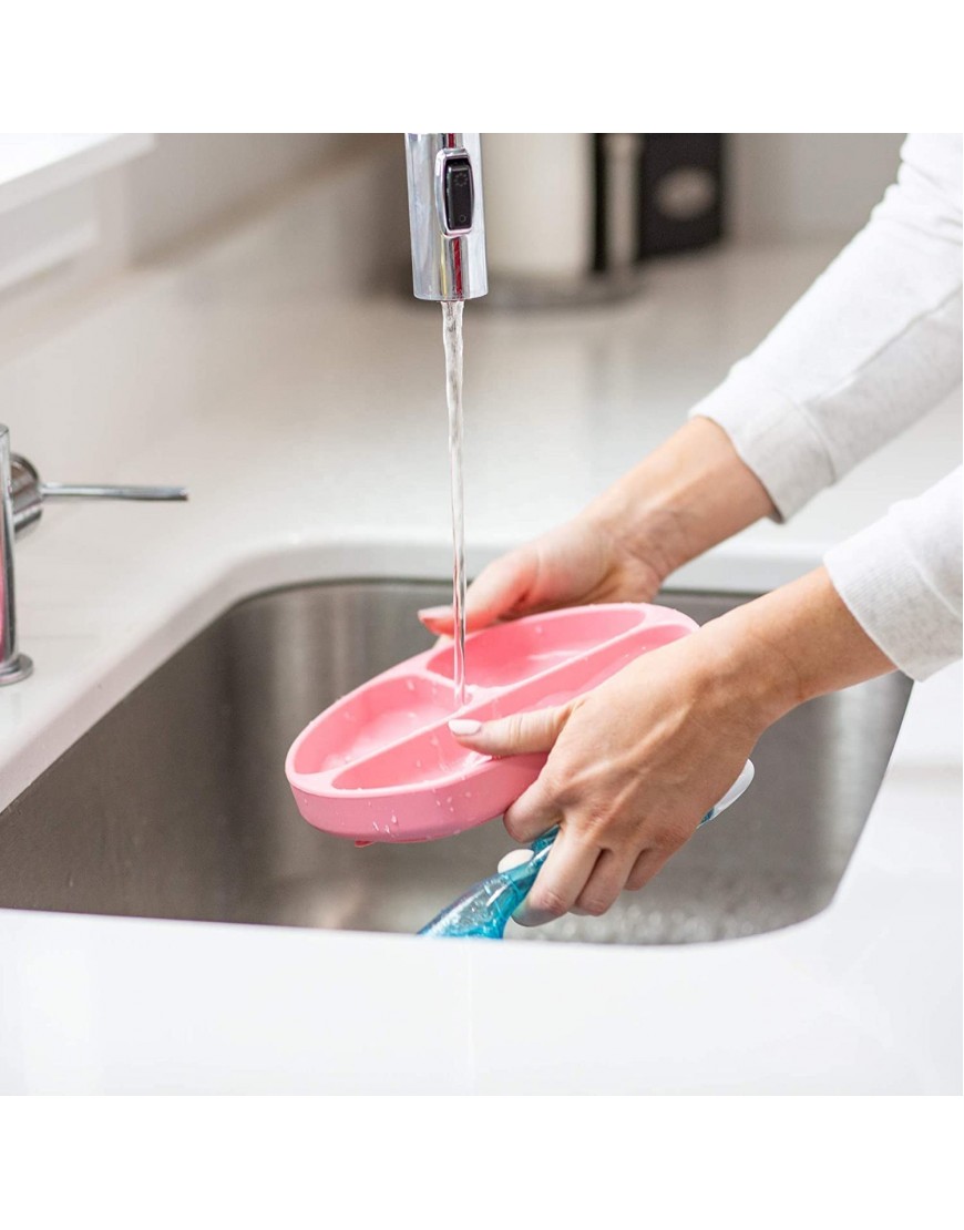 Silicone Grip Dish  Suction Plate  Divided Plate  Divided Baby Plate  Toddler Plate  Unbreakable Reusable Dinnerware  Microwave and Dishwasher Safe Pink