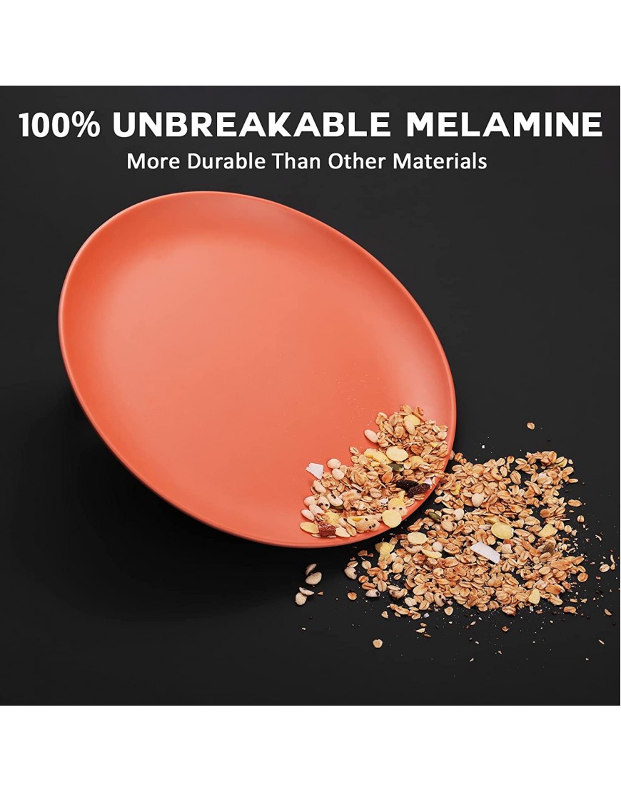TP 10 Melamine Dinner Plates 6-piece Plate Set Unbreakable Serving Dishes for Indoors and Outdoors Unbreakable Dinner Service for 6 Orange Red