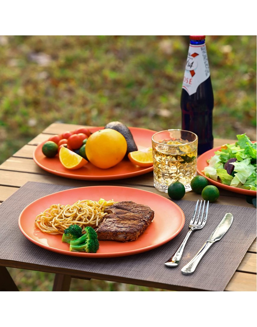 TP 10 Melamine Dinner Plates 6-piece Plate Set Unbreakable Serving Dishes for Indoors and Outdoors Unbreakable Dinner Service for 6 Orange Red