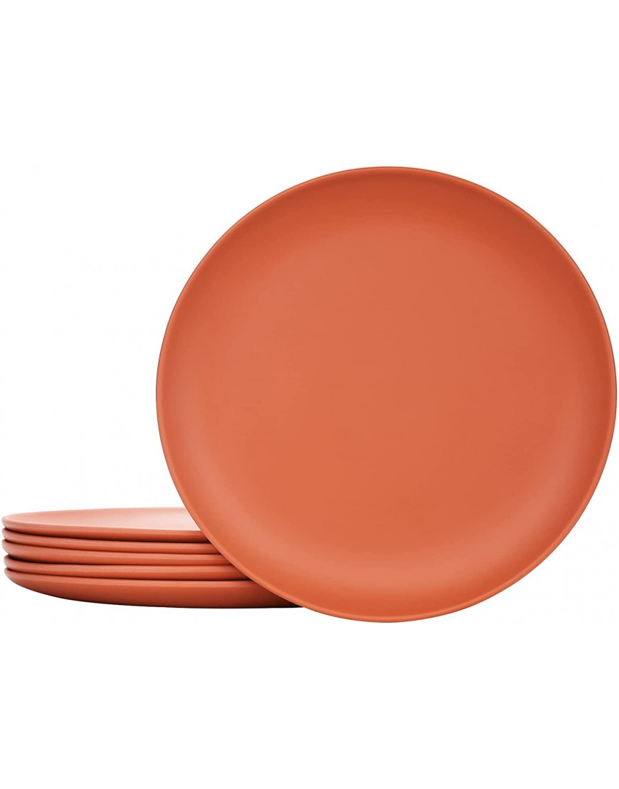 TP 10" Melamine Dinner Plates 6-piece Plate Set Unbreakable Serving Dishes for Indoors and Outdoors Unbreakable Dinner Service for 6 Orange Red