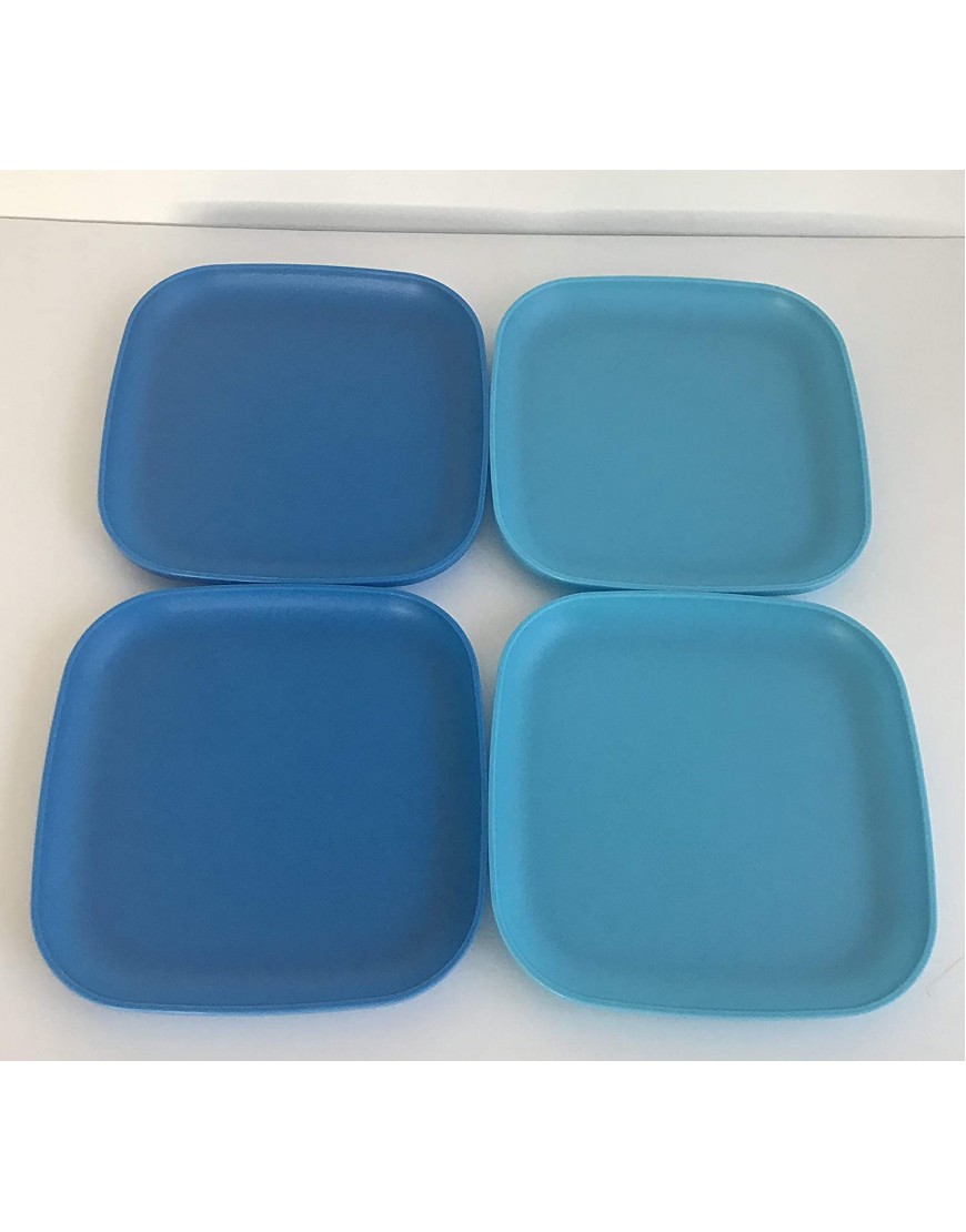 Tupperware 8 Inch Square Plates 4 Blue