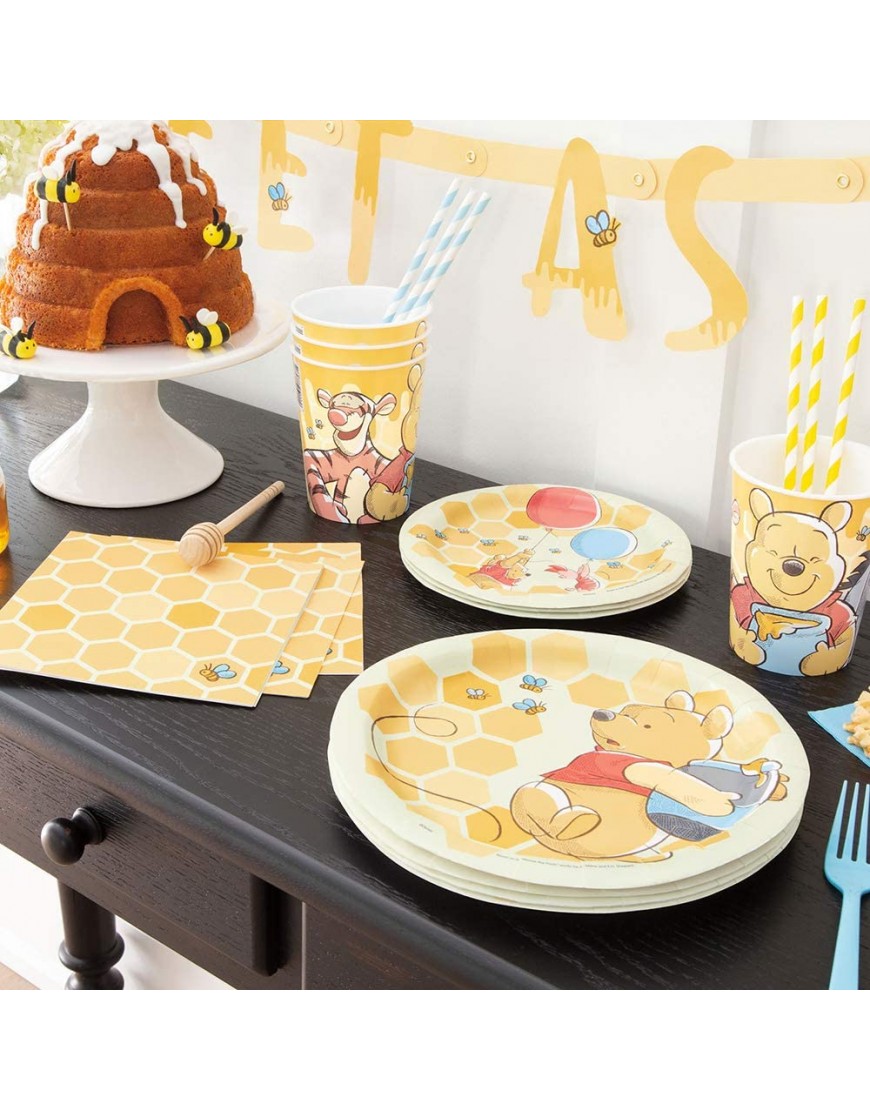 Unique Disney Winnie the Pooh Round Dinner Plates 8 Pcs Multicolor One Size