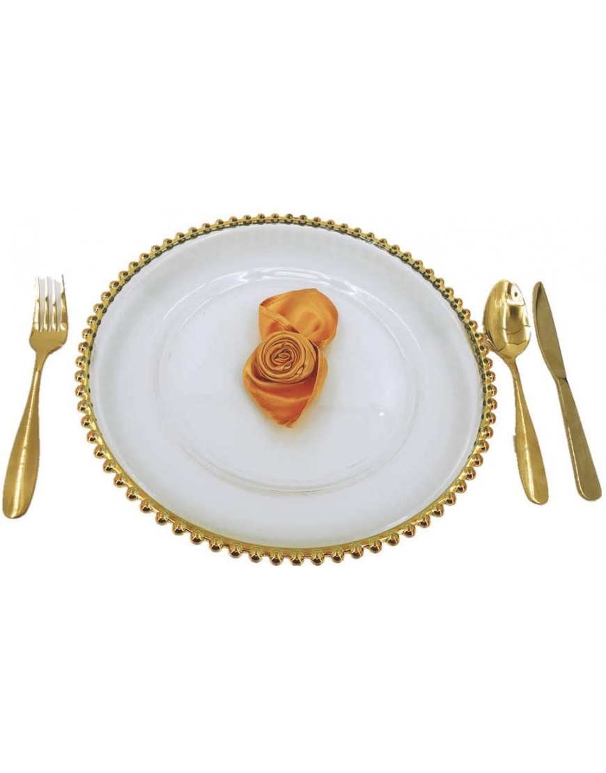 USA Party Flower Elegant Clear AcrylicPlastic Charger Plate with Bead Rim Set of 12 12.5 inch Gold