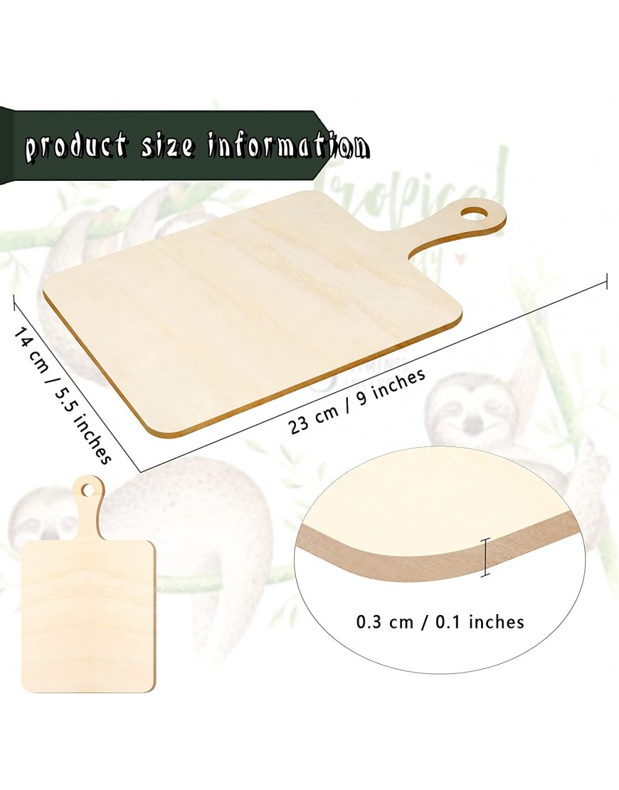 6 Pieces Mini Wooden Cutting Board with Handle Wooden Paddle Chopping Board Small Kitchen Serving Board Wooden Cooking Butcher Block for DIY Home Kitchen Cooking Vegetables Decor 9.1 x 5.5 Inch
