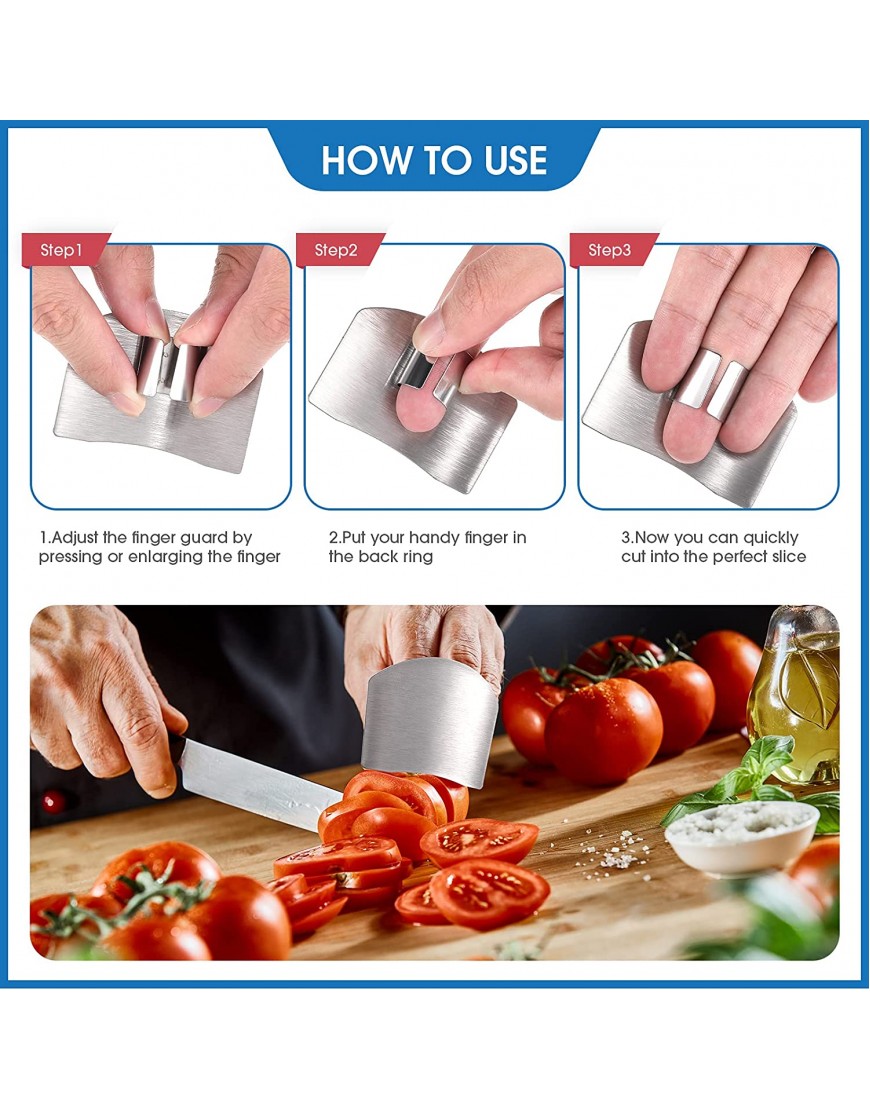 8 Pieces Finger Guard Set for Cutting Knife Guard Finger Cot Stainless Steel Cutting Protector Adjustable Safe Thumb Guard Finger Protector for Cutting Food to Avoid Hurting When Slicing and Chopping