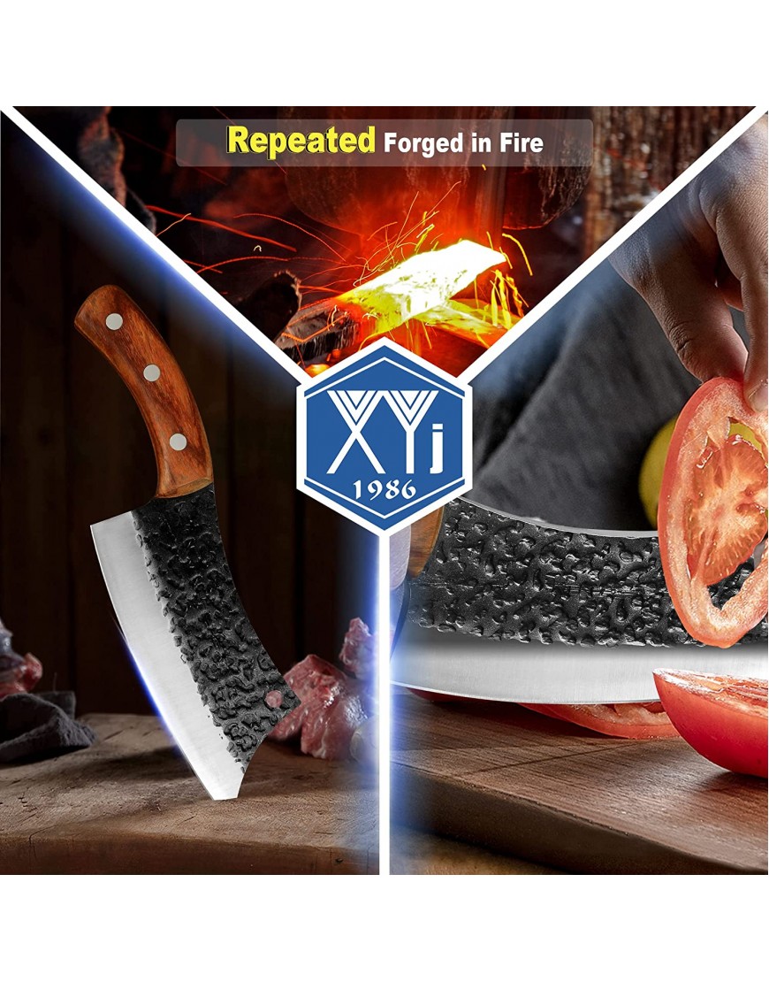 Authentic XYJ FULL TANG 6.2 Inch Kitchen Knife Chef Knives With Carrying Leather Knife Sheath 4Cr13 Stainless Steel Slicing Cutting Butcher Knives For Meat Vegetable Cooking Tool