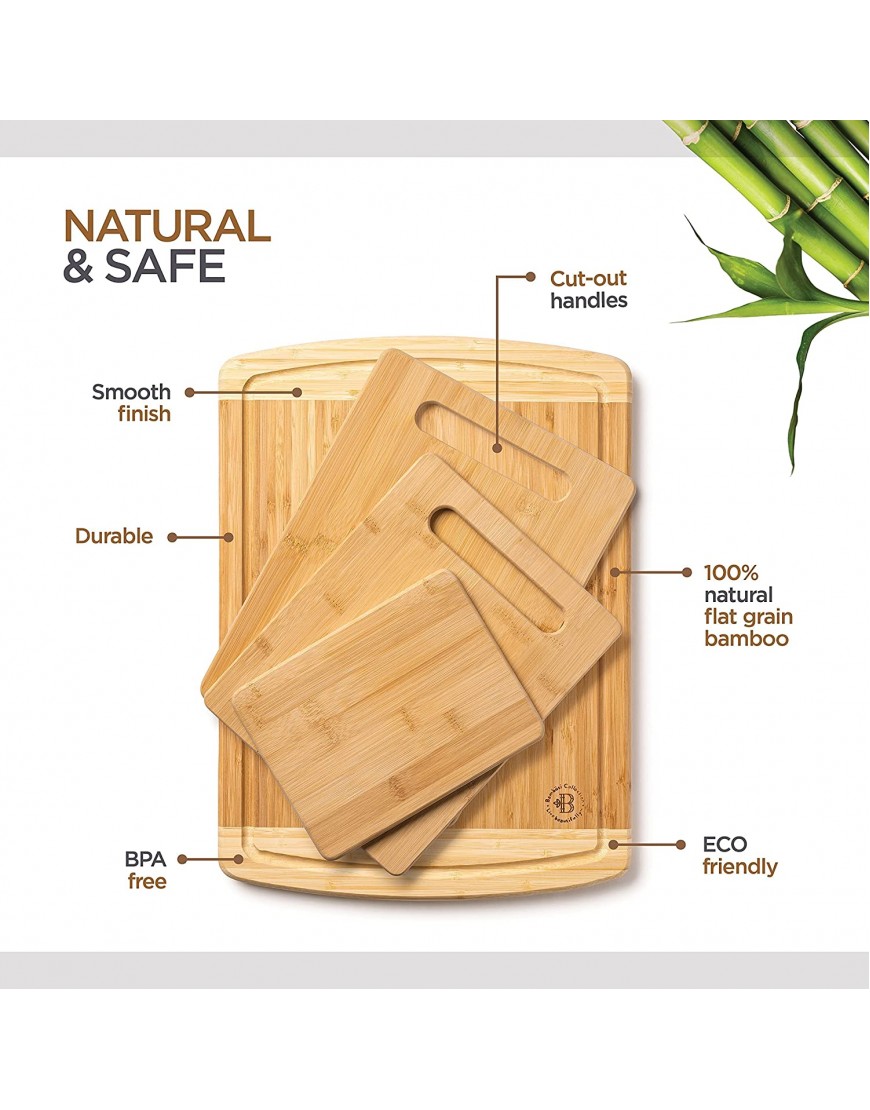 Bamboo Cutting Board Set of 4 Kitchen Chopping Boards with Juice Groove for Meat Cheese and Vegetables Large Natural Wood Butcher Block Cheese Board & Charcuterie Board