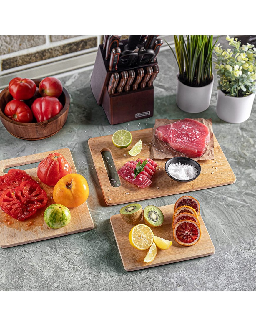 Bamboo Cutting Board Set of 4 Kitchen Chopping Boards with Juice Groove for Meat Cheese and Vegetables Large Natural Wood Butcher Block Cheese Board & Charcuterie Board