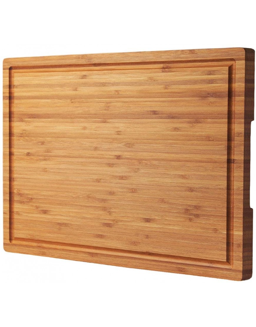Bamboo Wood Cutting Board for Kitchen 18" Large Cheese Charcuterie Chopping Block with Side Handles and Juice Grooves