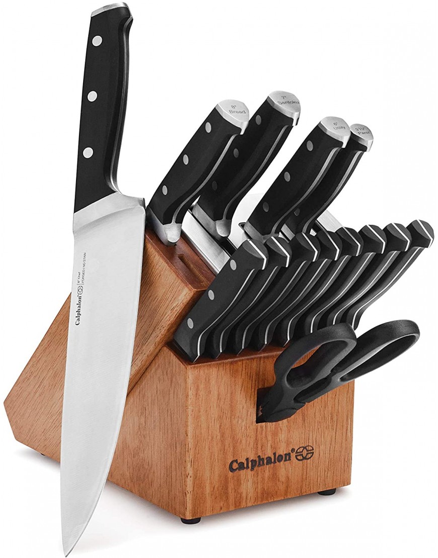 Calphalon Classic Self-Sharpening 15 Piece Cutlery Knife Block Set Brown