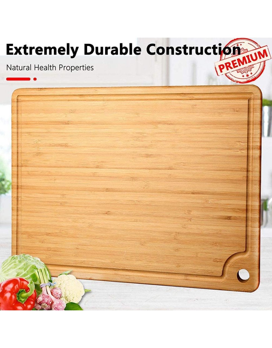 Caperci Extra Large Bamboo Cutting Board 18'' x 12'' Heavy Duty Kitchen Chopping Board with Juice Groove for Meat Butcher Block Vegetables & Serving Tray