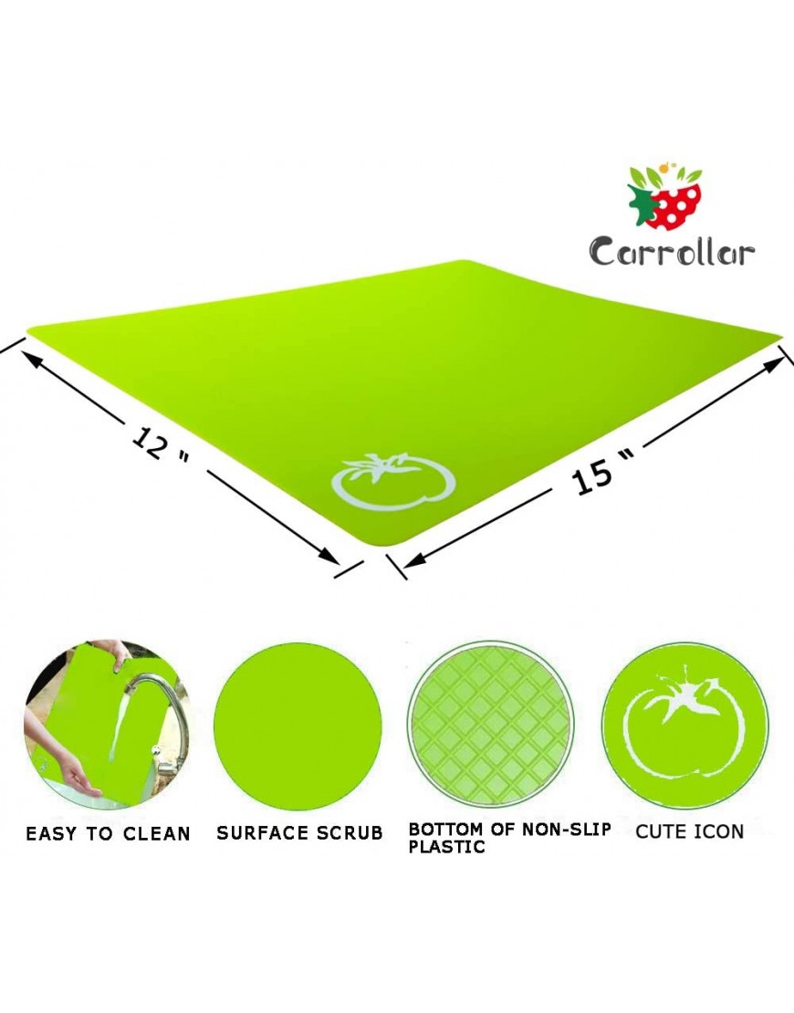 Carrollar Flexible Plastic Cutting Board Mats Colored Mats With Food Icons Gripped Back Cutting board Set of 4
