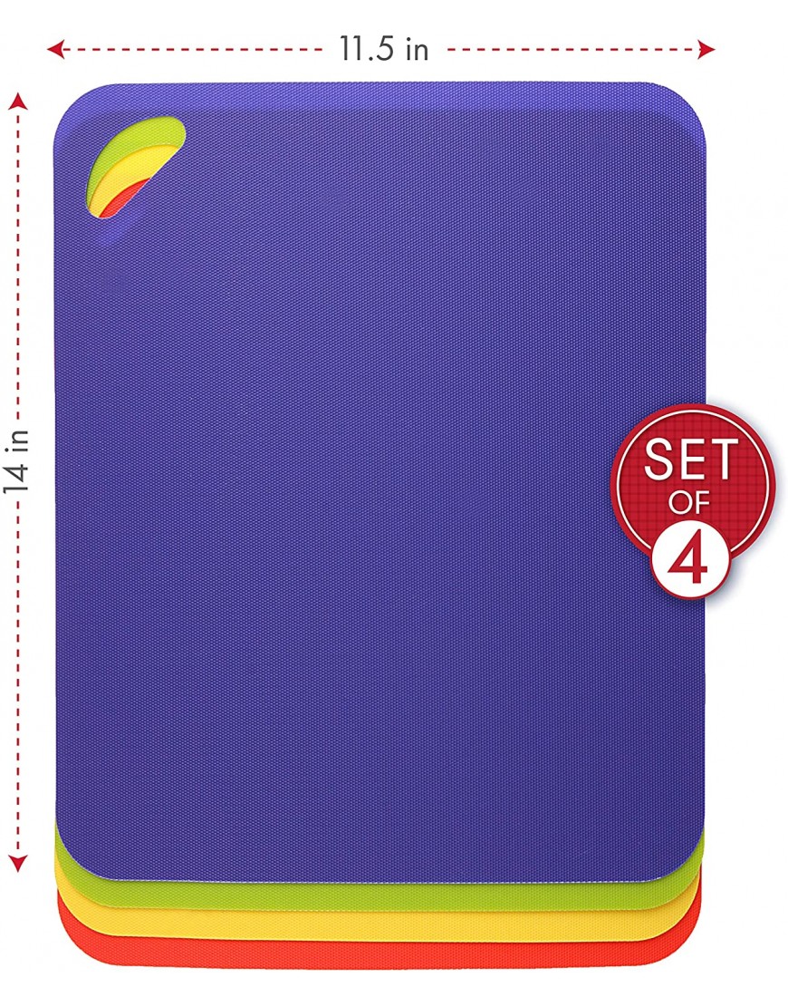 Dexas Mini Heavy Duty Grippmat Flexible Cutting Board Set of Four 11.5 x 14 inches Blue Green Yellow and Red,6554PK