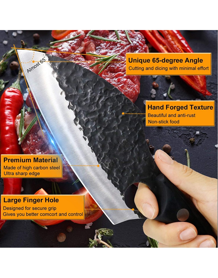 Hand Forged Chef Knife for Meat Cutting Boning Knife with Sheath & Sharpener Kitchen Knife Meat Cleaver Viking Knife Butcher Knives Fishing Fillet Knife for Deboning Camping BBQ