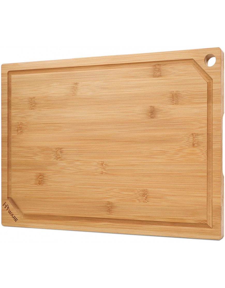 Hiware Extra Large Bamboo Cutting Board for Kitchen Heavy Duty Wood Cutting Board with Juice Groove 100% Organic Bamboo Pre Oiled 18" x 12"