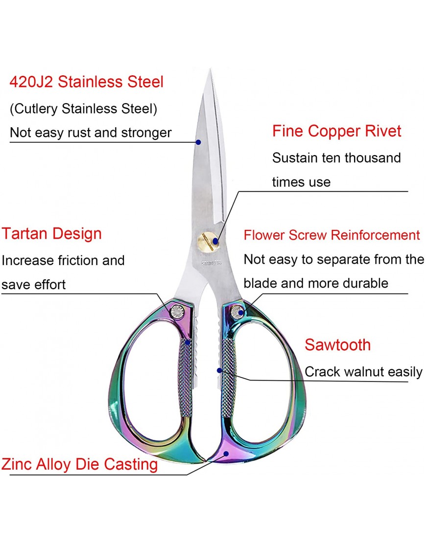 KISTARCH Heavy Duty Kitchen Scissors 7.5inches Stainless Steel Multi-Function Kitchen Shears with Zinc Alloy Handle Kitchen Tools for Chichen Meat Herbs Vegetable BBQ