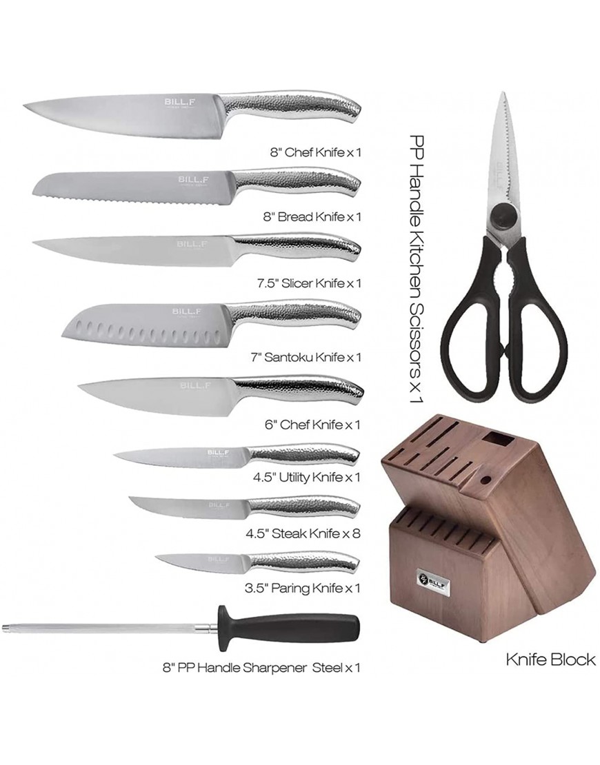 Kitchen Knife Set,18 Pieces Knife Block Sets with Sharpener Stainless Steel Chef Knife Set with Wooden Block,Ultra Sharp Cutlery Knife with Steak Knives & Kitchen Shears