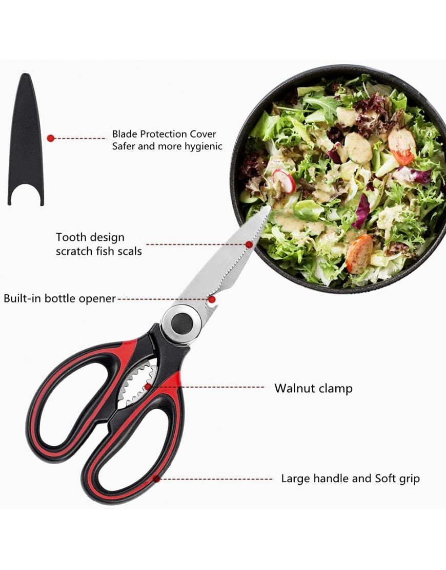 Kitchen Scissor For General Use 2-Packs,Heavy Duty Kitchen Raptor Meat Shears,Dishwasher Safe Cooking Scissors Stainless Steel Multi-function Scissors For Food,Chicken,Poultry Fish Pizza,Herbs