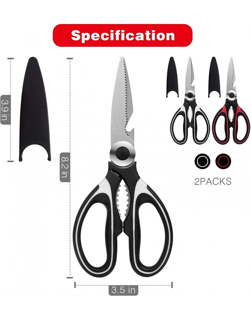 Kitchen Scissor For General Use 2-Packs,Heavy Duty Kitchen Raptor Meat Shears,Dishwasher Safe Cooking Scissors Stainless Steel Multi-function Scissors For Food,Chicken,Poultry Fish Pizza,Herbs