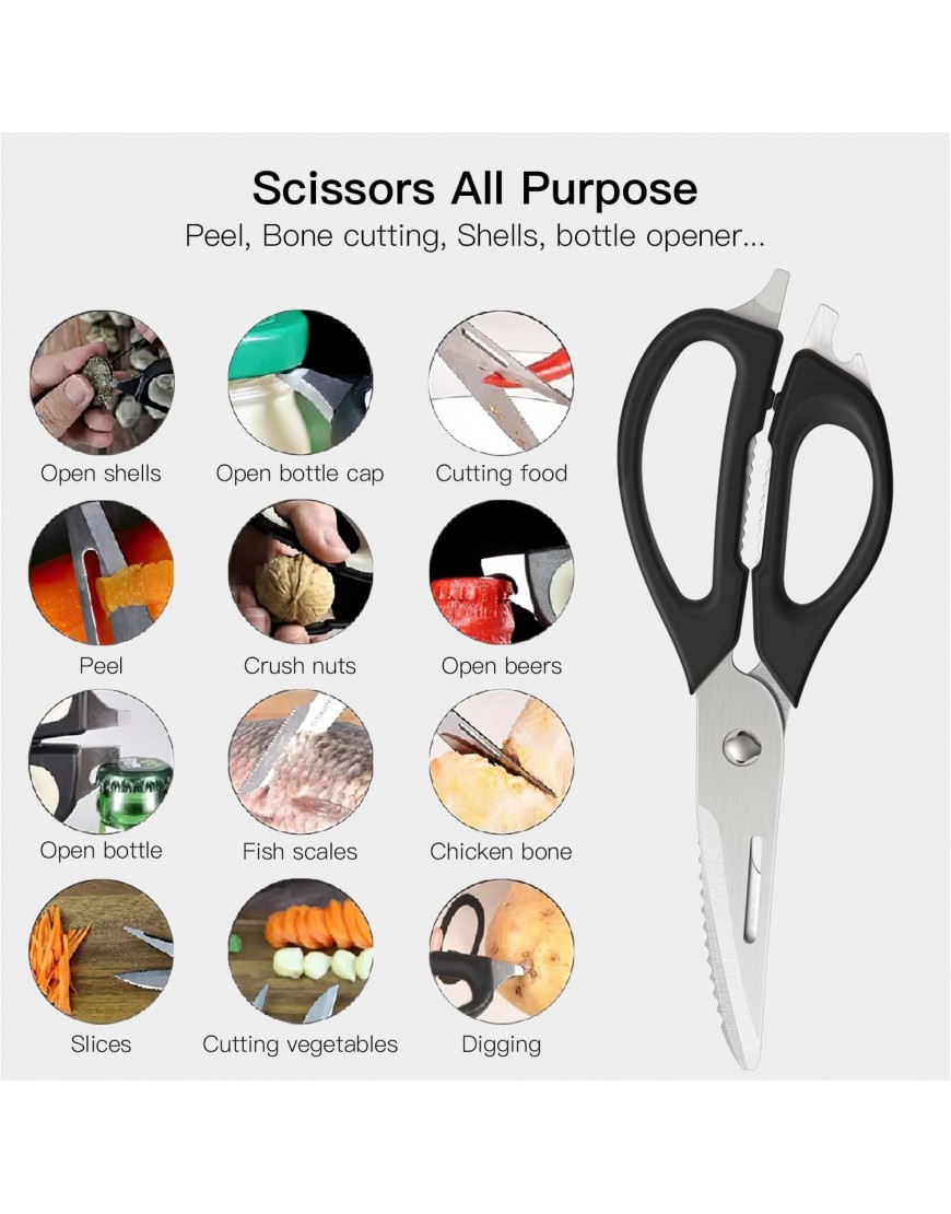 Kitchen Scissors Jomicam Chinese Kitchen Shears Heavy Duty Come Apart Ultra Sharp Stainless Steel Poultry Bone Scissors All Purpose with Magnetic Holder Kitchen Essential Accessories Appliance Gadget