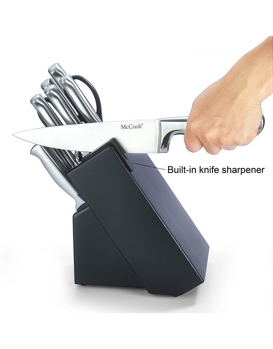 McCook MC21 Knife Sets,15 Pieces German Stainless Steel Knife Block Sets with Built-in Sharpener