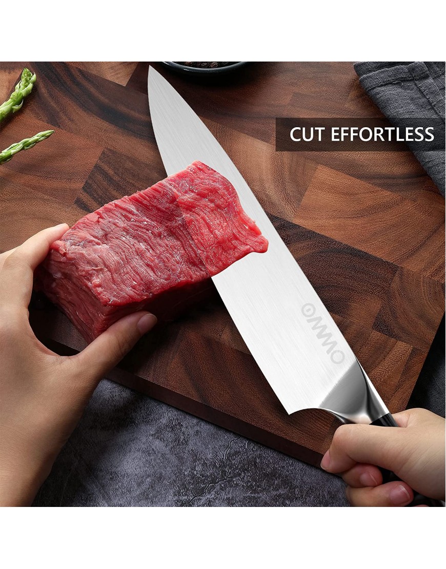 OMMO Chef's Knife 8inch Multifunctional Kitchen Knife 5Cr15Mov Steel Chefs Knives Meat Knife with Ergonomic Handle and Gift Box for Family&Restaurant