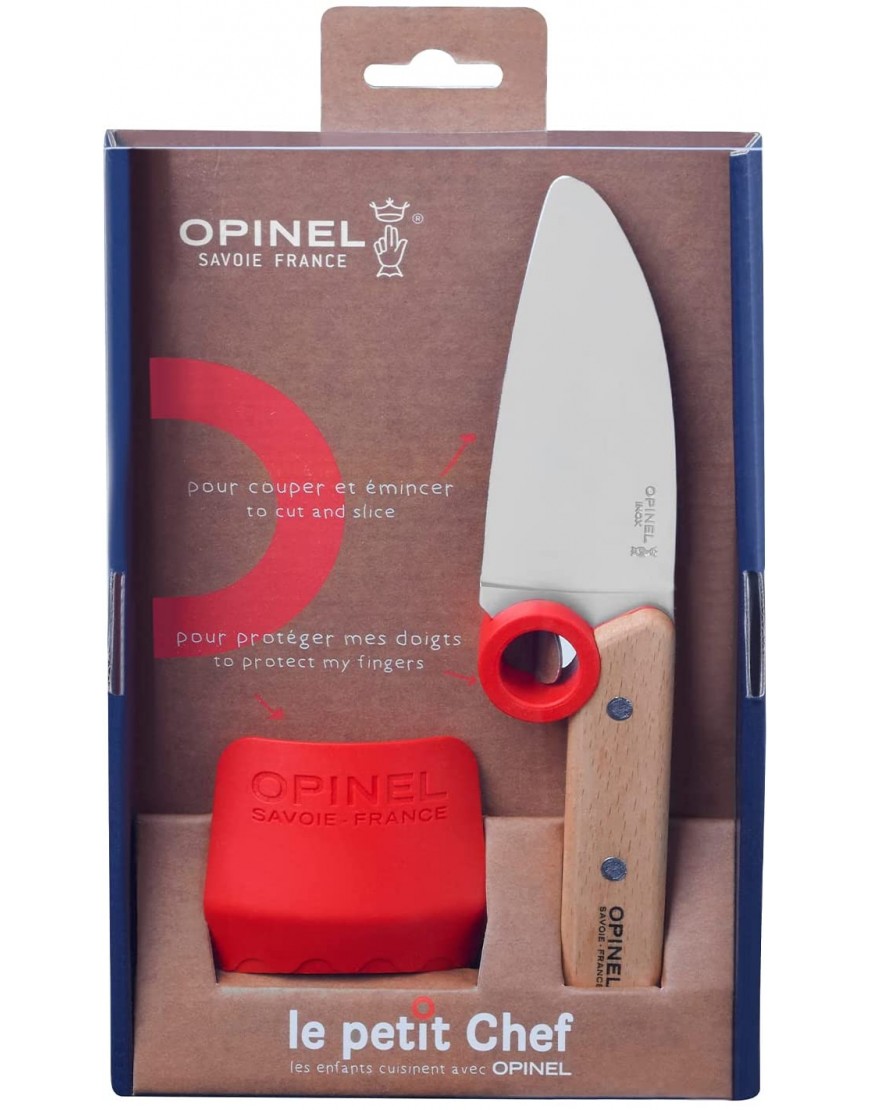 Opinel Le Petit Chef Knife Set Chef Knife with Rounded Tip Fingers Guard For Children Teaching Food Prep and Kitchen Safety 2 Piece Set Made in France