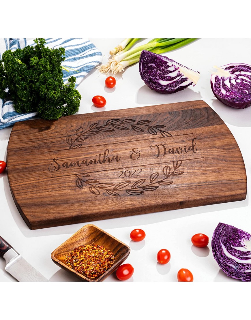 Personalized Cutting Board Laser Engraved Gift for Anniversary or Wedding Custom Charcuterie Board for Housewarming Maple Cherry or Walnut in Three sizes Unique Engagement Gift for Couple