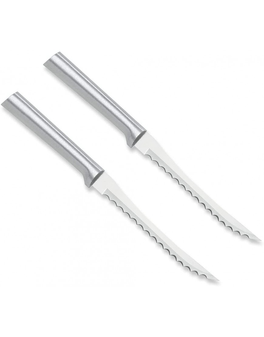 Rada MFG Tomato Slicing Knife Stainless Steel Blade With Aluminum Handle Made in USA 8-7 8 Inches 2 Pack