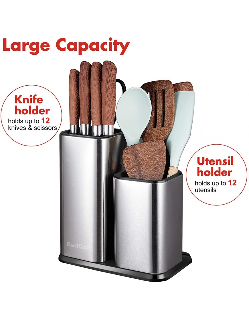 RedCall Universal Knife Block Without Knives,Modern Knife Utensil Holder for Countertop,Stainless Steel Knife Holder for Kitchen Counter,Edge-Protect Knife Storage Organizer Stainless Steel Silver