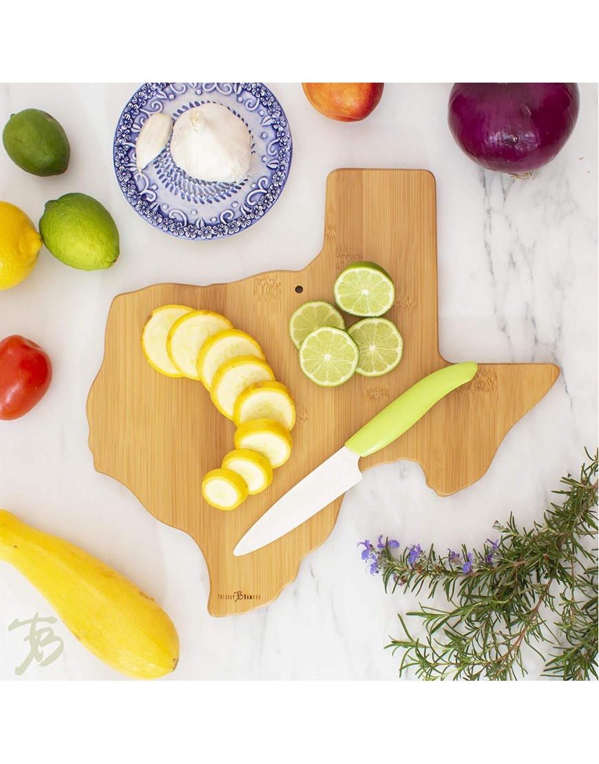 Totally Bamboo Destination Texas State Shaped Serving and Cutting Board Includes Hang Tie for Wall Display