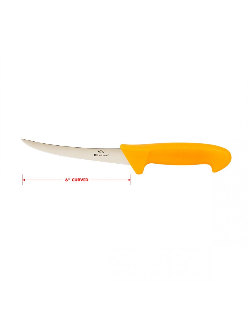 UltraSource 449029 Boning Knife 6 Curved Semi-Flexible Blade Polypropylene Handle