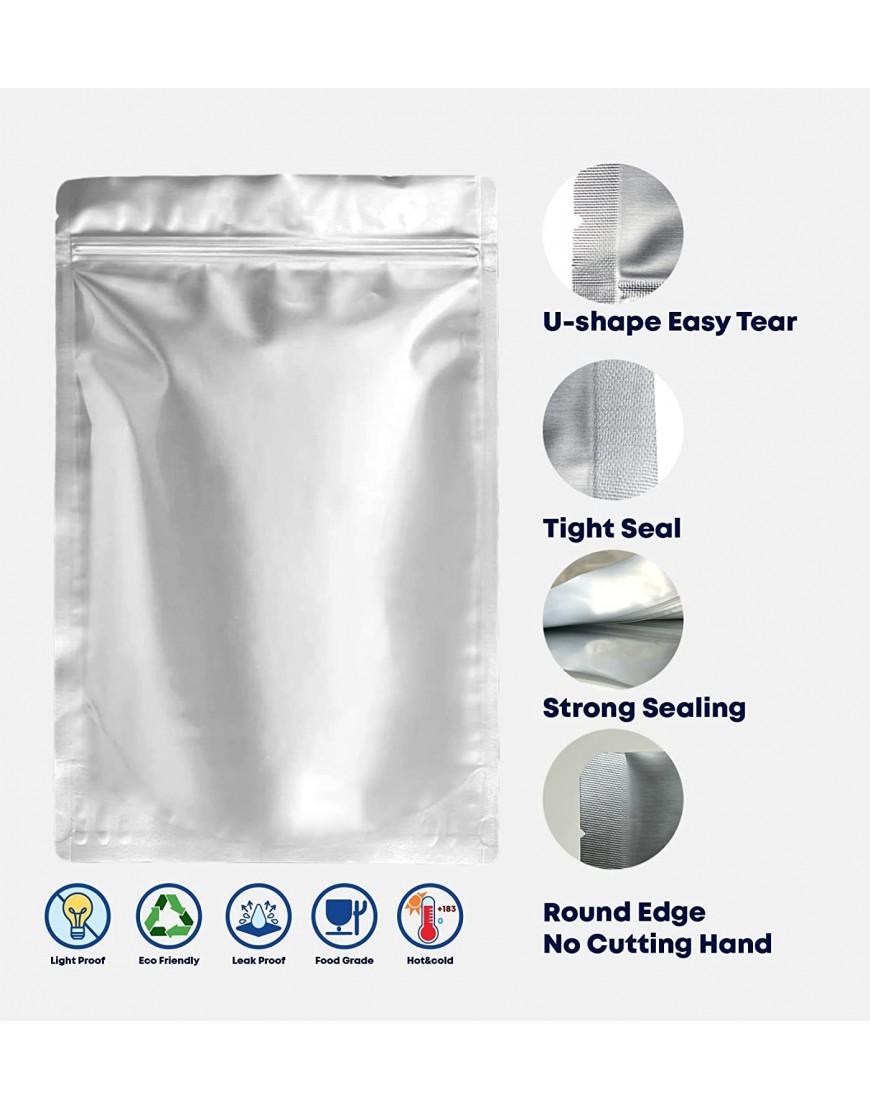 100 Mylar Bags For Food Storage 10 mil 1 Gallon 25pc 8 mil 1 Quart 35pc 6 mil 1 2 Pint 40pc Stand Up Resealable Mylar Bags With Oxygen Absorbers 300CC Packing Ziplock Sealable Milar Myler Bag